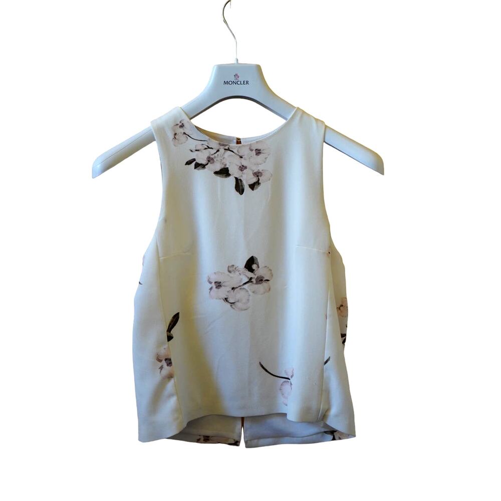 Dynamite Cropped Sleeveless Floral Print Open Back Flowy Top Size XS Small